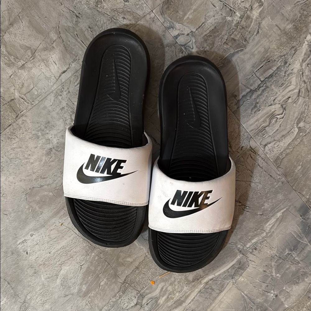 Nike Black and White Slide Sandals